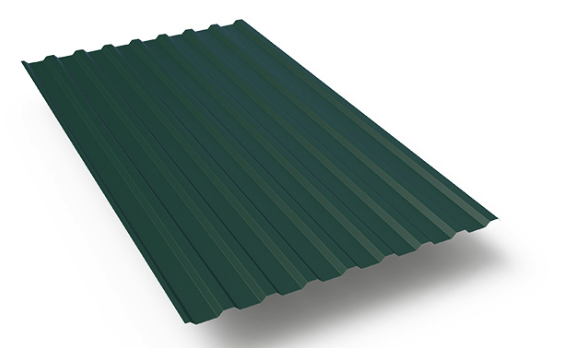 профнастил окрашенный зеленый мох с20 0.45x1100 мм