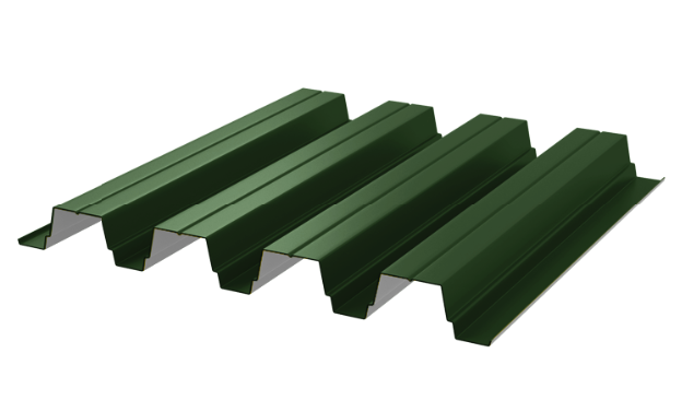 профнастил окрашенный зеленый мох ral 6005 н75 0.45x750 мм